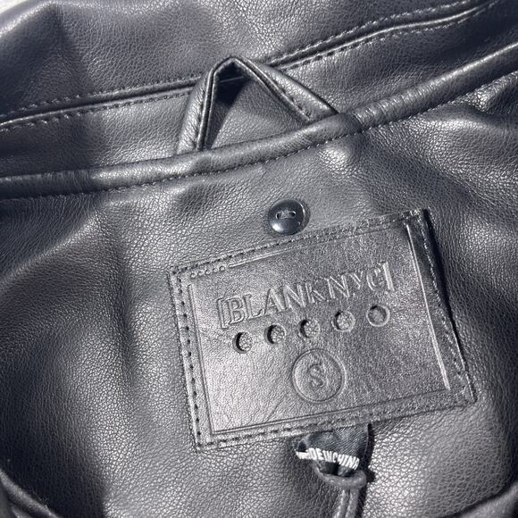 BLANKNYC Jacket Womens Small Black Faux Leather Moto Biker Zip Pockets Studs - Picture 3 of 9